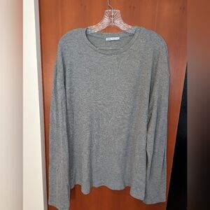ZARA Gray Long Sleeve Top Shirt Size XL Super Soft Layering Classic *EUC